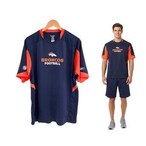 Reebok NFL Jersey Shirt Men Large Denver Broncos Football Blue Orange Play Dry